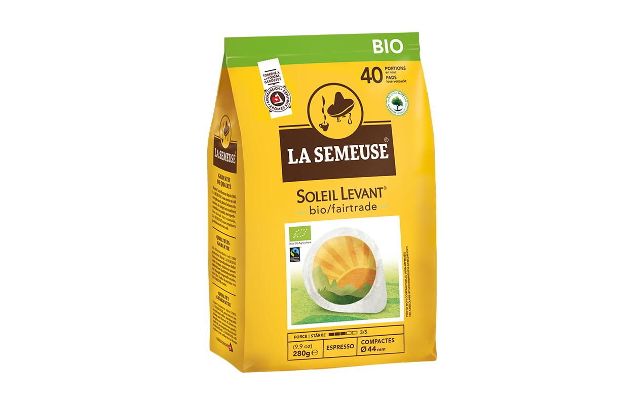 Kaffeepads Soleil Levant 40 StückBio- und Fair-Trade-Papierportionen