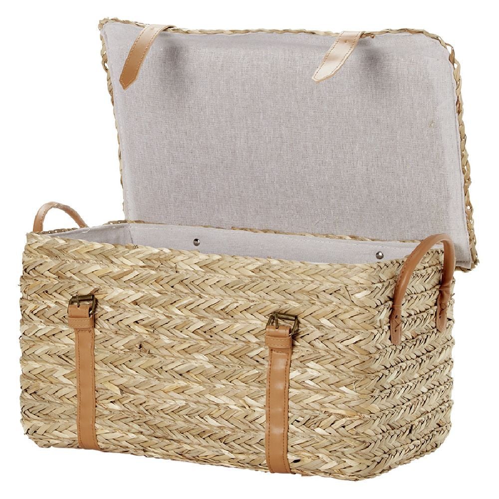 Malle en jute naturelle avec sangles 43x24xH22 cm - TISSIA