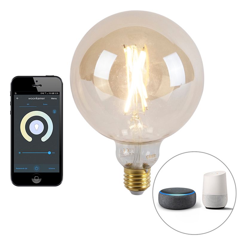 Smart industriële hanglamp zwart met goud 50 cm incl. Wifi G125 - Magna Eco