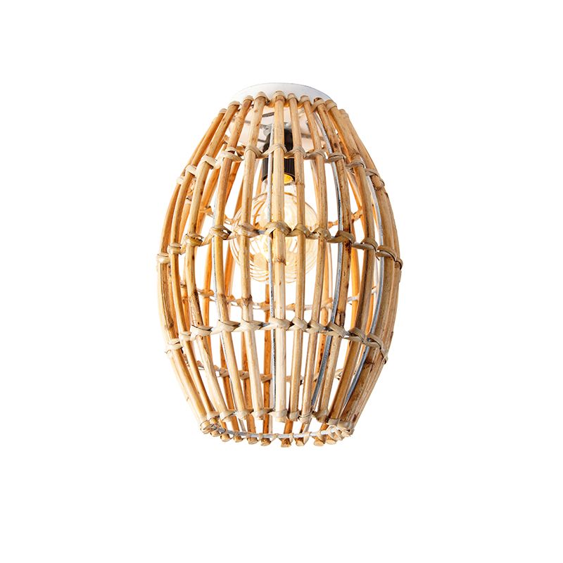 Landelijke plafondlamp bamboe en wit - Canna Capsule