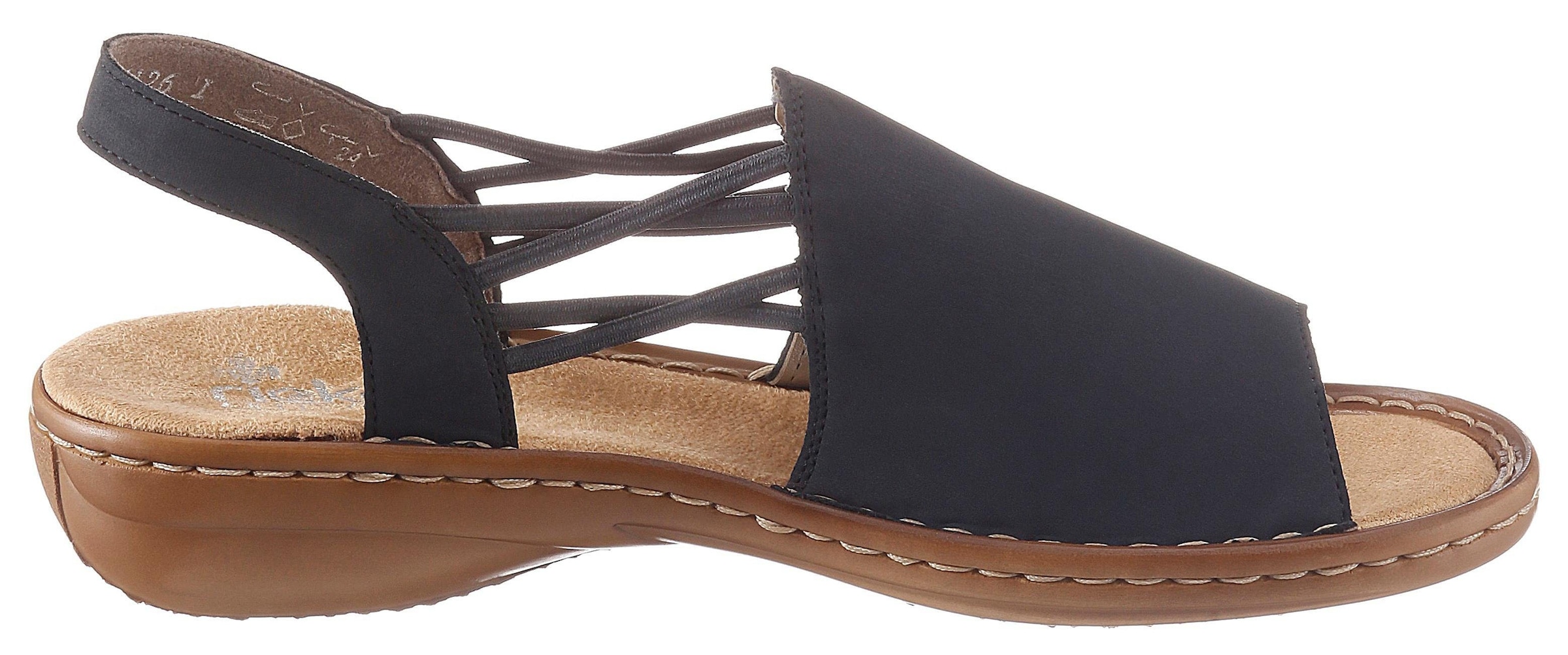 Rieker Sandale  , Sommerschuh, Sandalette, Keilabsatz, mit Gummizugbändern