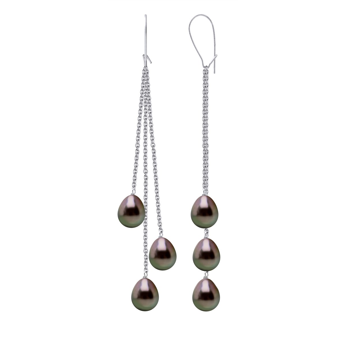 STELLA - Boucles d'Oreilles Perles de Tahiti 8-9 mm Or Blanc