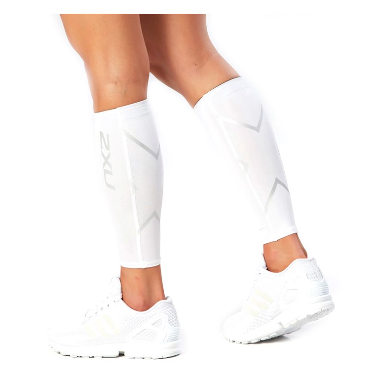 2XU Compression Calf Guards White/White