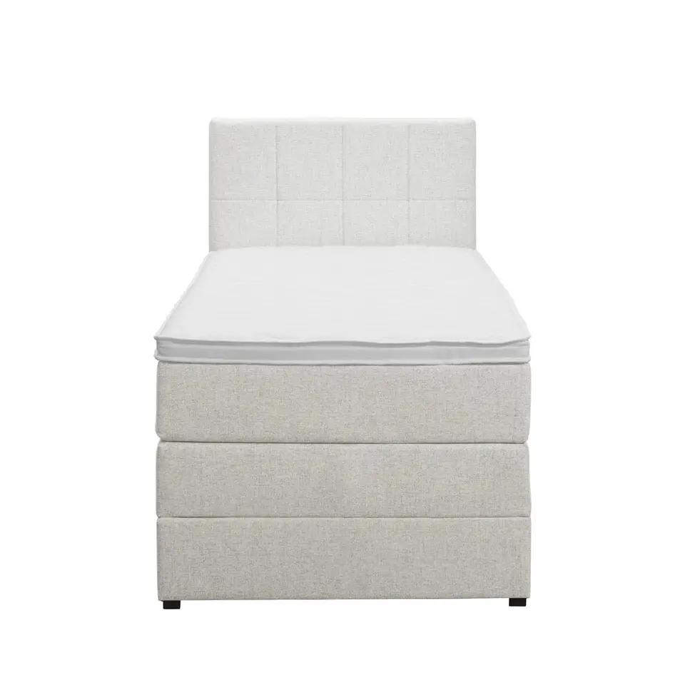 Boxspring met opbergruimte Liv geblokt - ecru - 90x200 cm