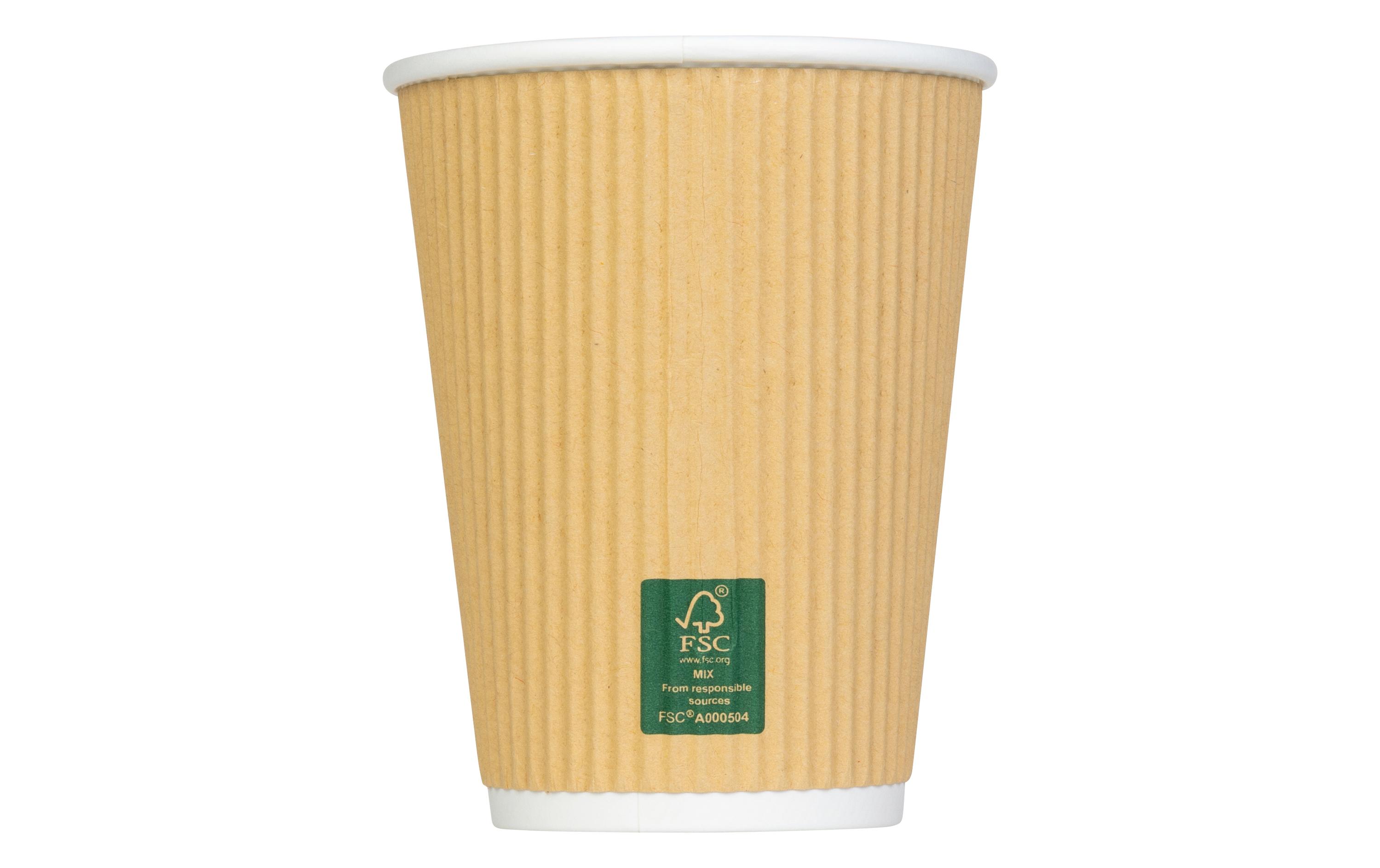 Einweg-Kaffeebecher 400 ml, 50 StückGeriffelte Pappbecher