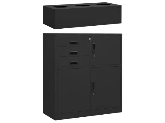 Armoire de bureau et jardinière Anthracite 90x40x125 Acier