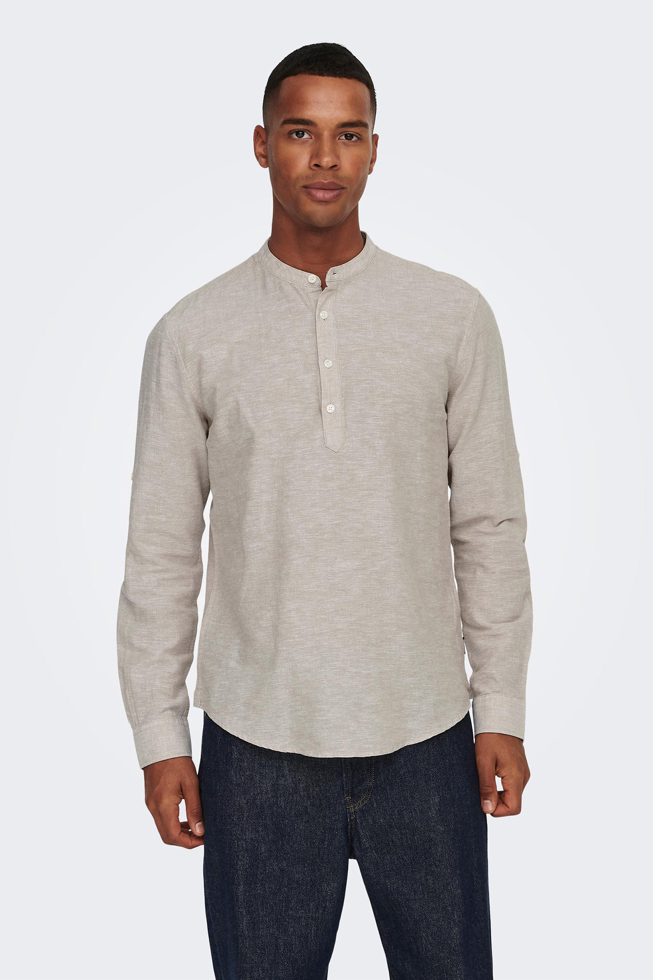 camisa polo com gola mandarim