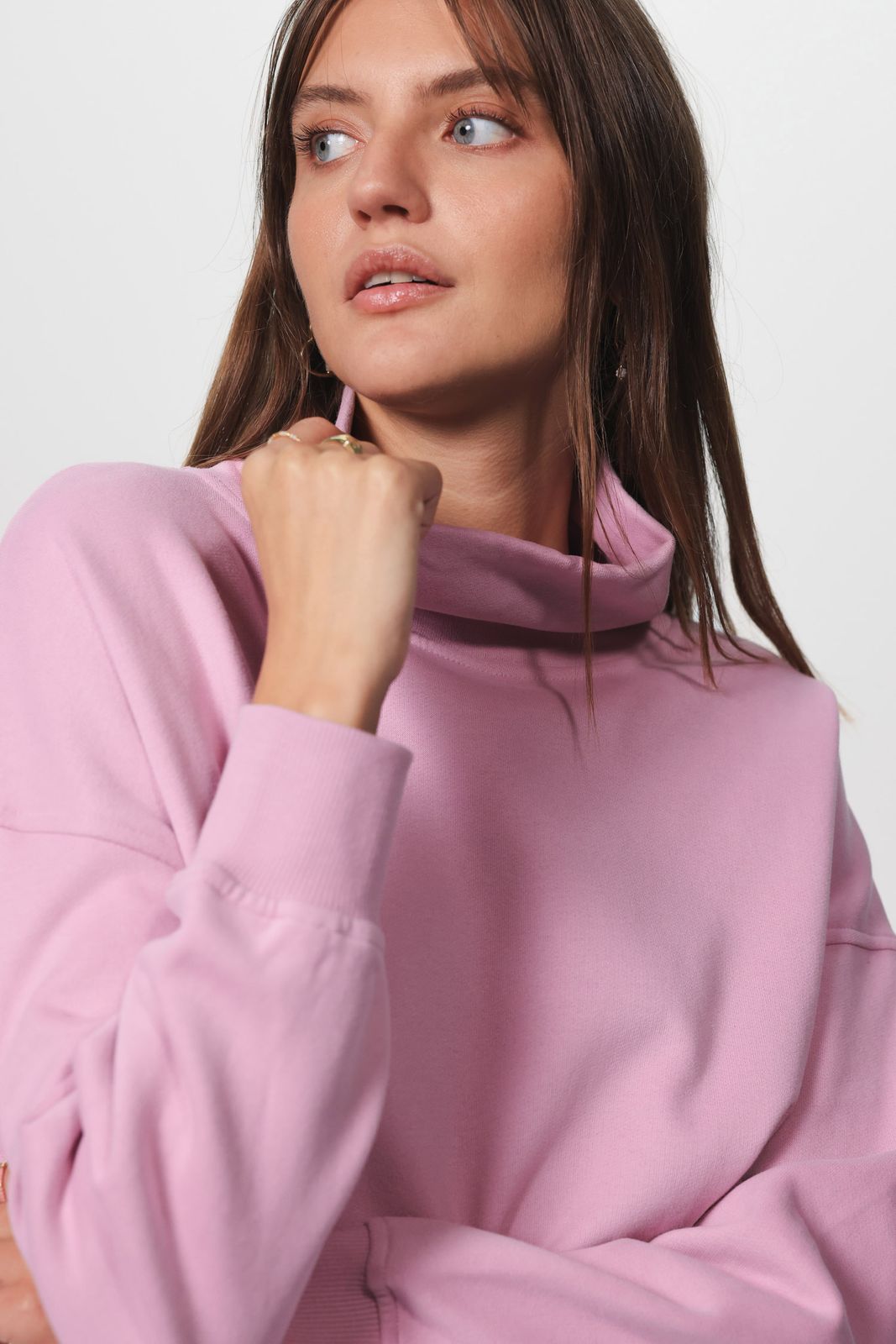 Roze oversized sweater met col