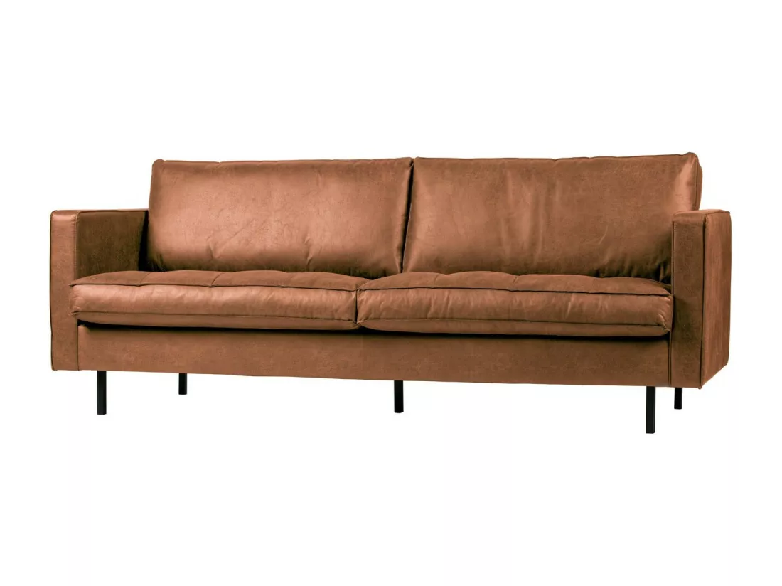RODEO - Canapé vintage 3 places en cuir recyclé marron