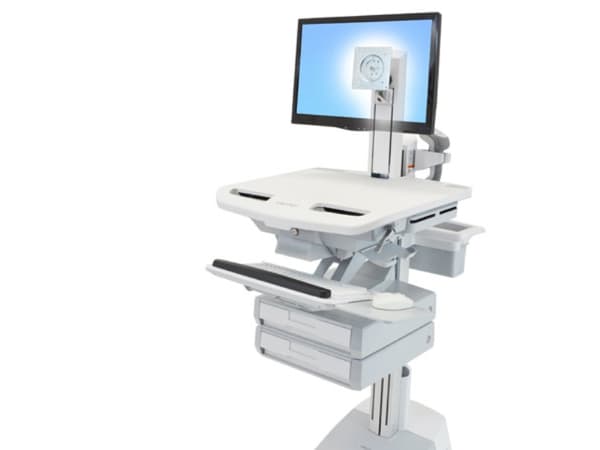 Ergotron StyleView - Vogn - for LCD-skjerm / PC-utstyr - medisinsk - aluminium, forsinket stål, kvalitetsplast - grå, hvit, polert aluminium - skjerm
