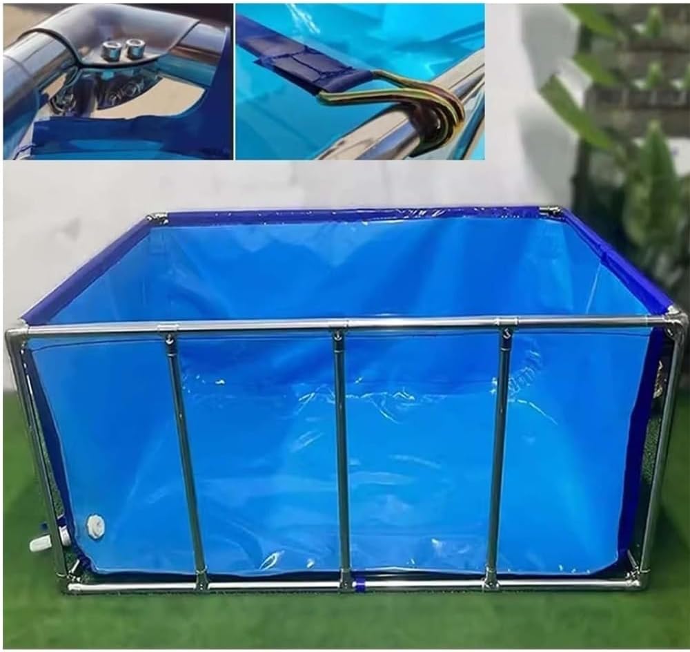 Großer Fischteich für die Koi-Zucht, oberirdisches Aquariumbecken mit transparentem Fenster und Stahlrahmen, einfach aufzustellender Wassertank (200 x 100 x 71 cm)
