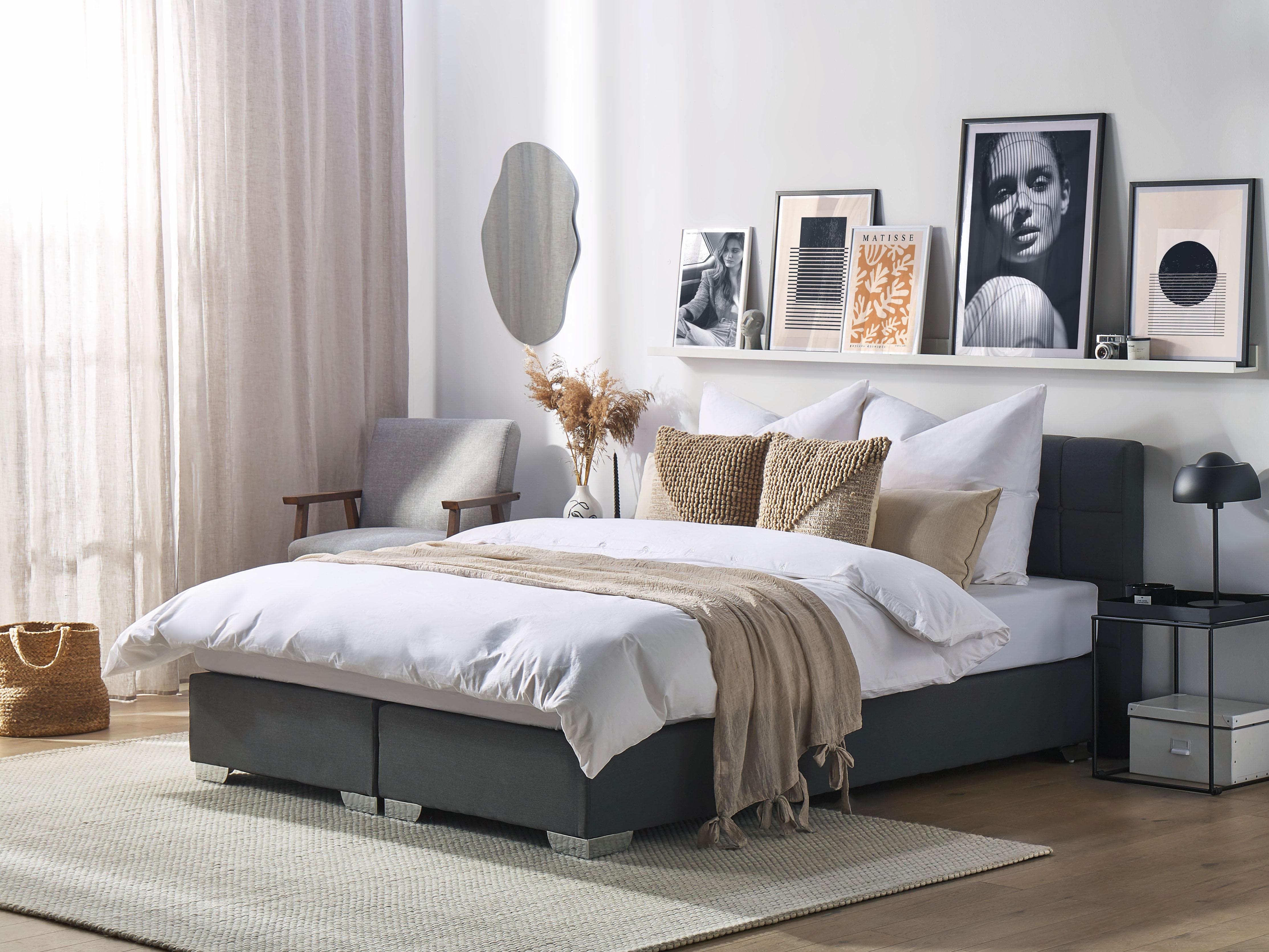Boxspring Stof ADMIRAL 180 x 200 cm Donkergrijs
