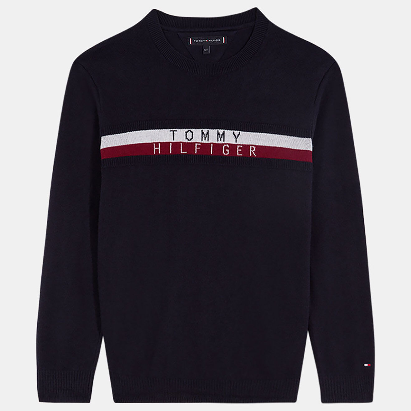 Tommy Hilfiger Pull bande logo devant bleu marine