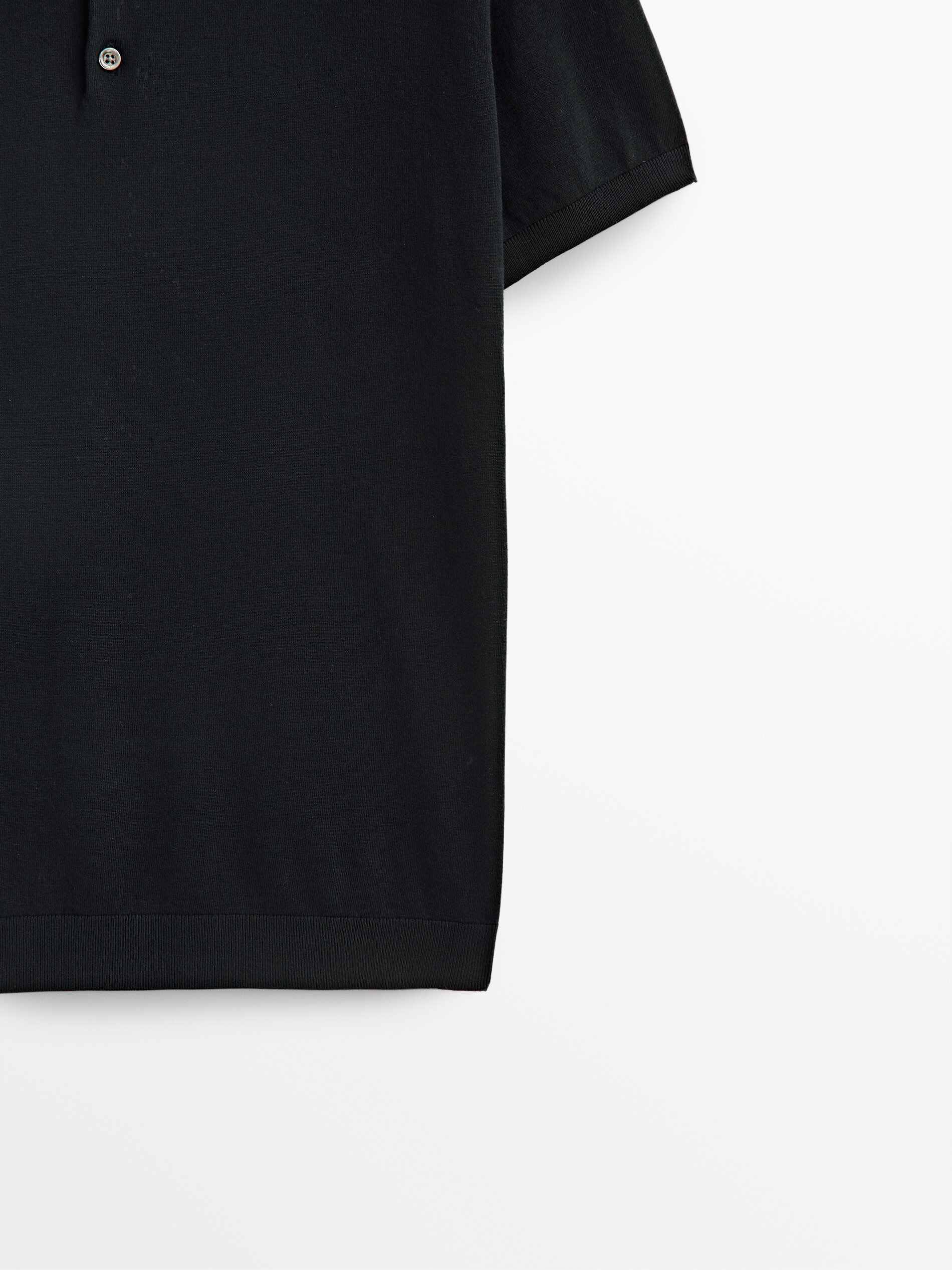 Camisa polo de algodão de manga curta - PRETA