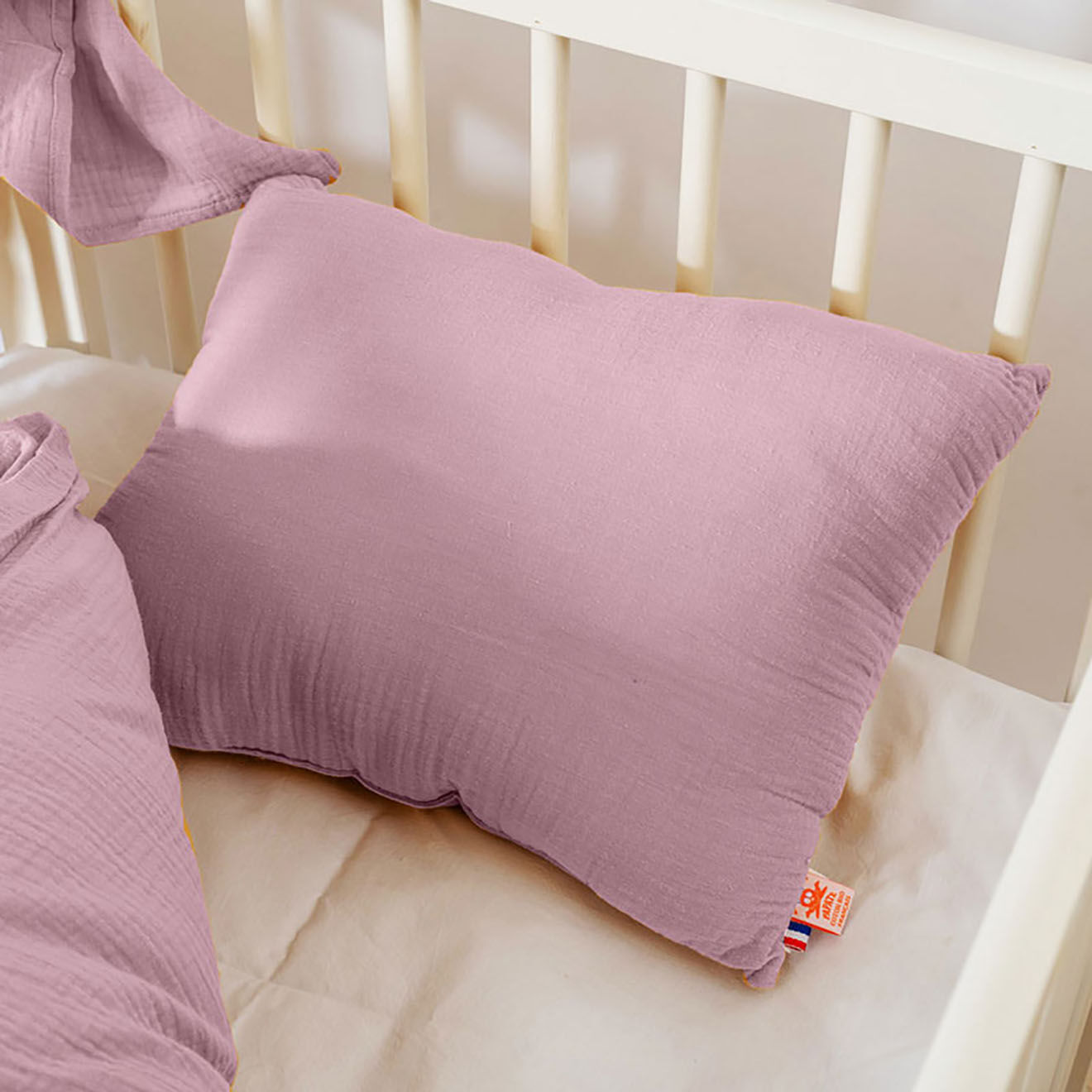 Papate Coussin Rectangle en Coton Bio rose - 30x40 cm