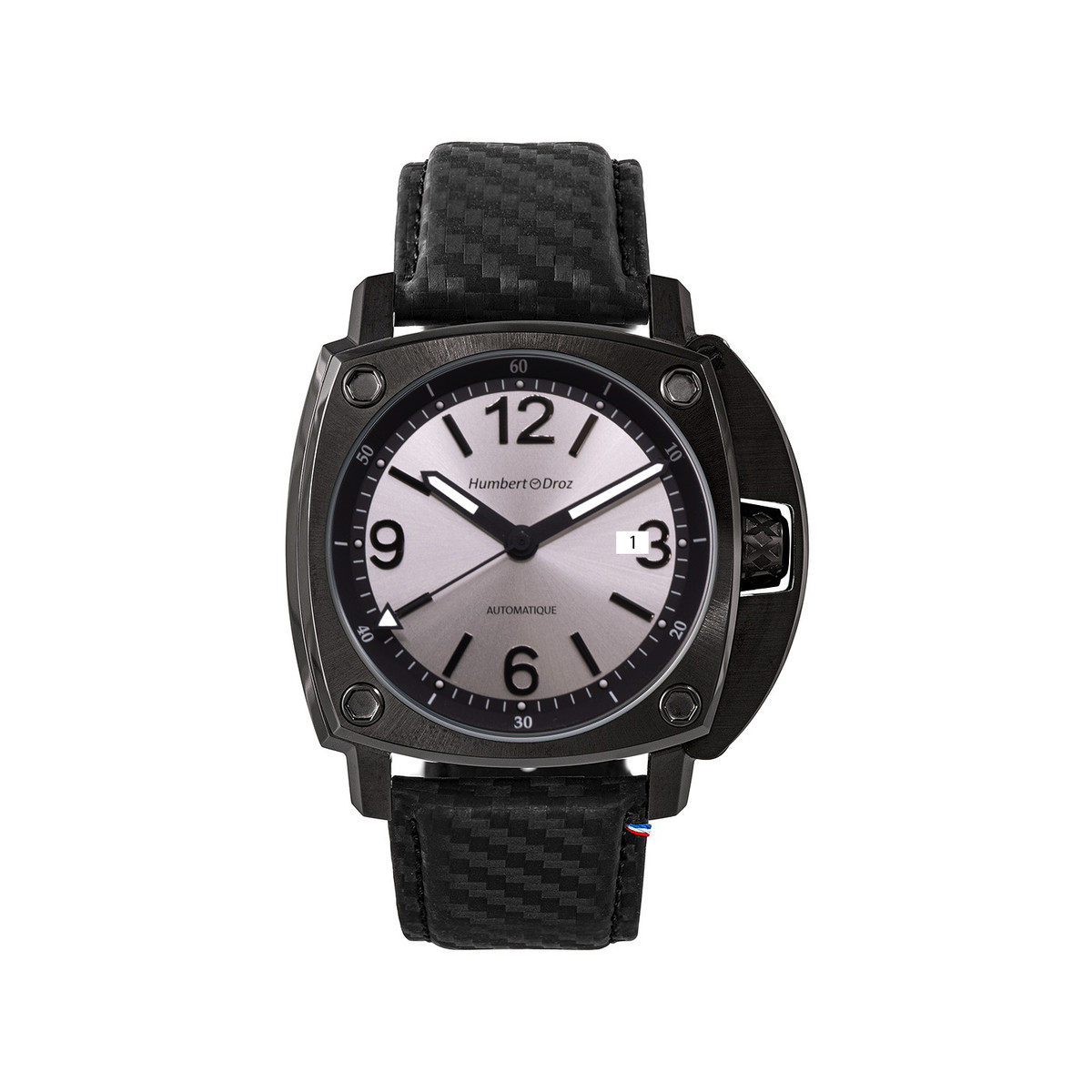 Montre HUMBERT-DROZ hd11 homme automatique, bracelet cuir noir