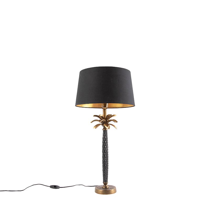 Art Deco tafellamp brons met zwarte kap 35 cm - Areka