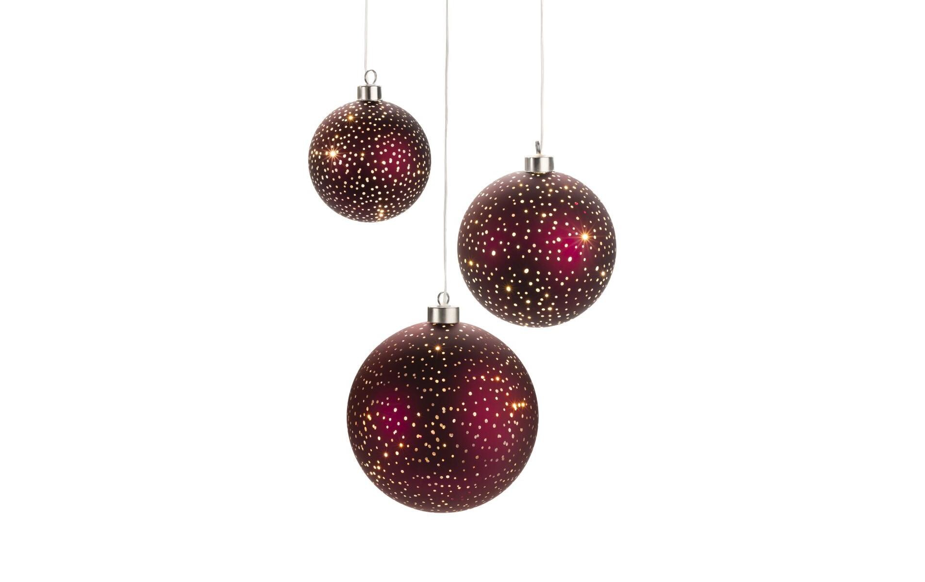 Hänger Set Ball, 3 Stück, BordeauxWeihnachtshänger für den Innenbereich