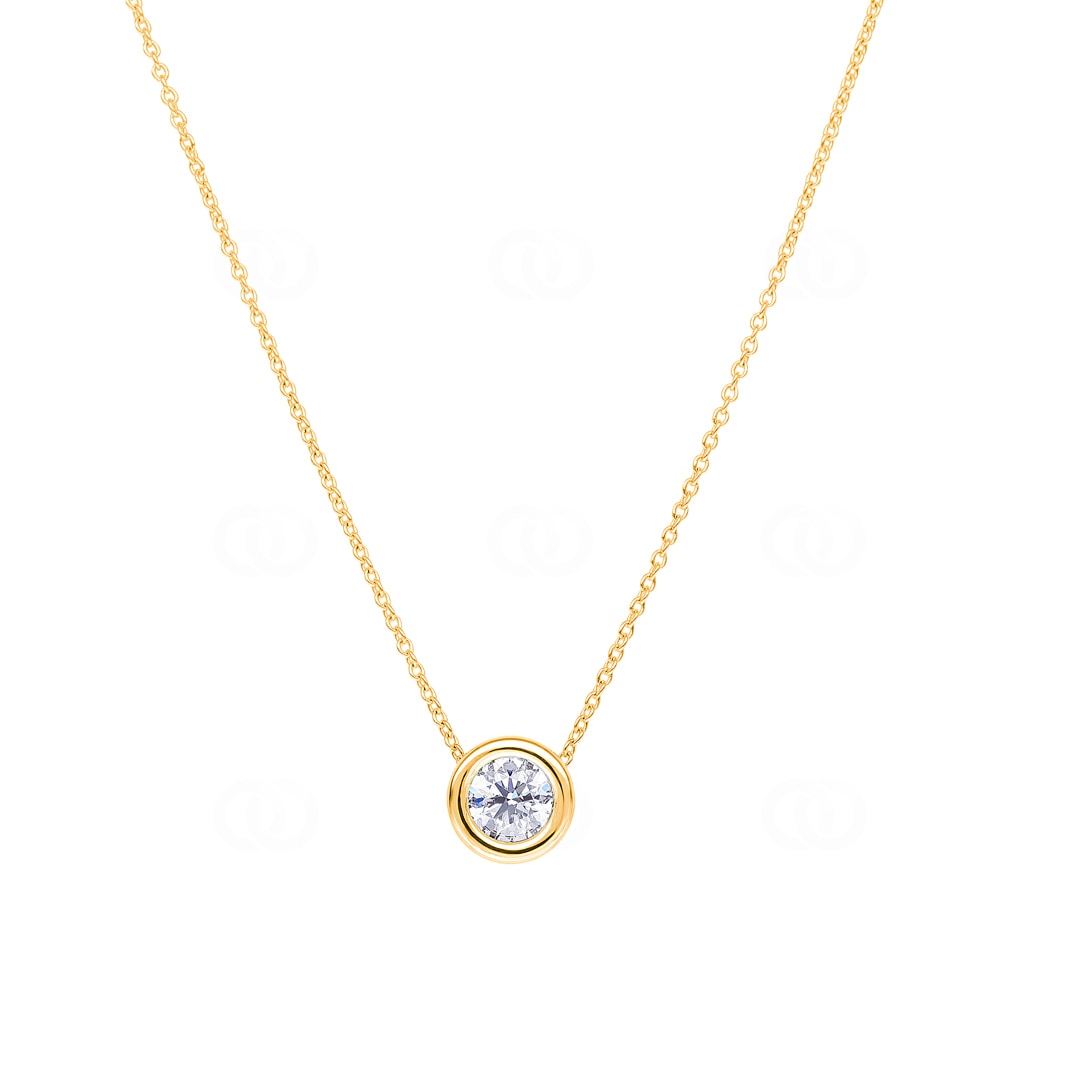 Collier mit Anhänger 750/18 K Gelbgold mit GIA-Diamant 0.70 ct H/si in Zargenfassung