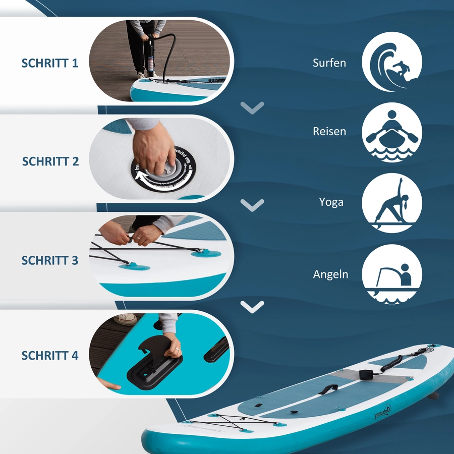 Outsunny Paddleboard mit rutschfestem Belag bunt