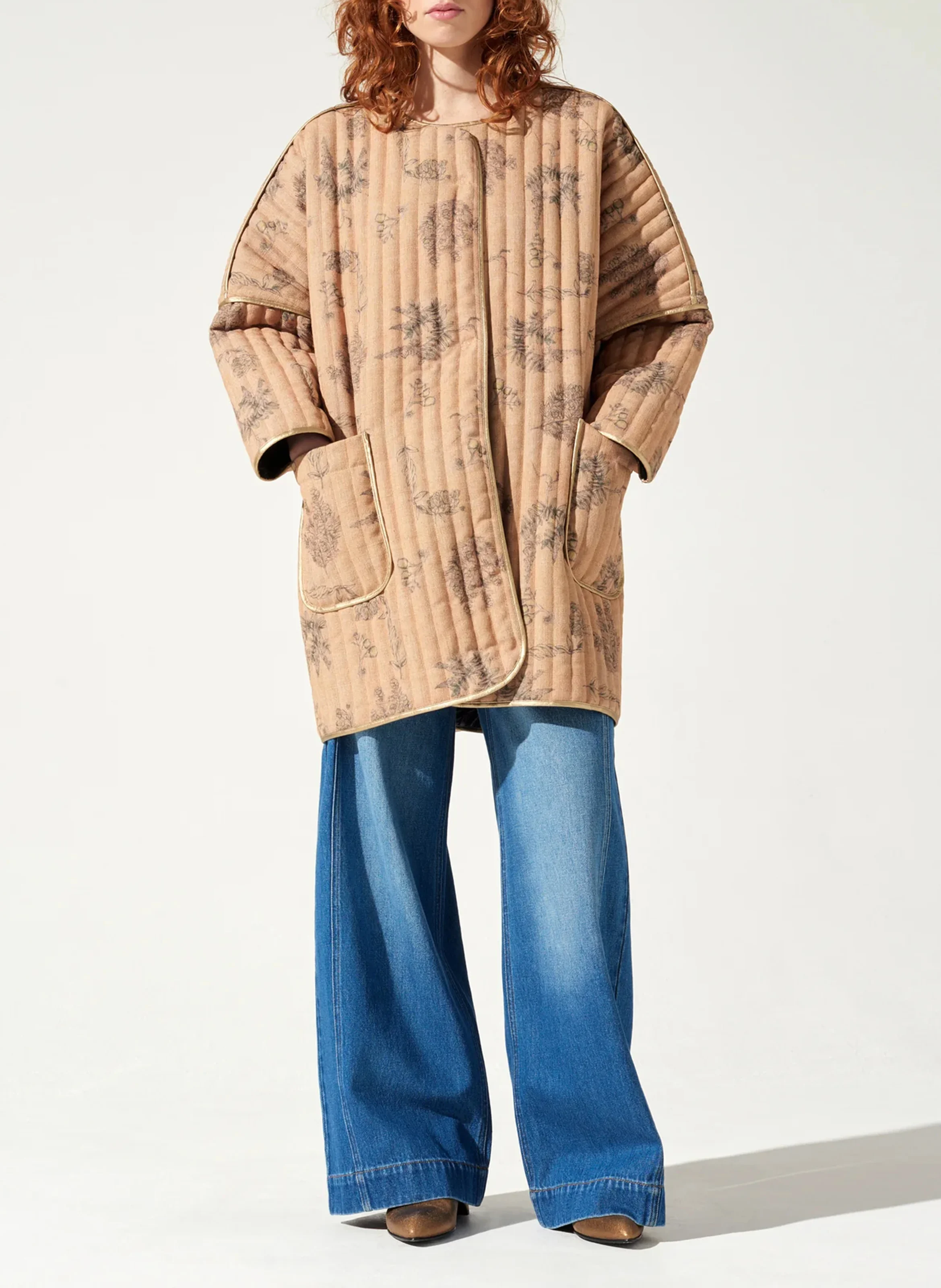 Manteau imprimé matelassé | Orange