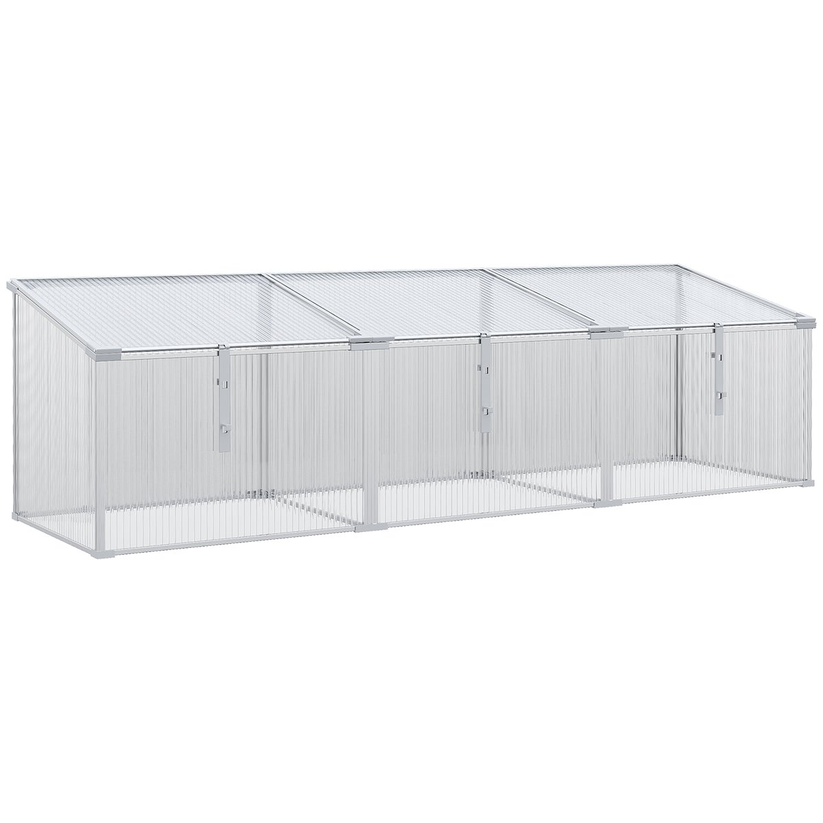 Outsunny Aluminium Kweekbak, Kweekbak met verstelbaar dak, 180 x 51 x 51 cm, Aluminium, Zilver