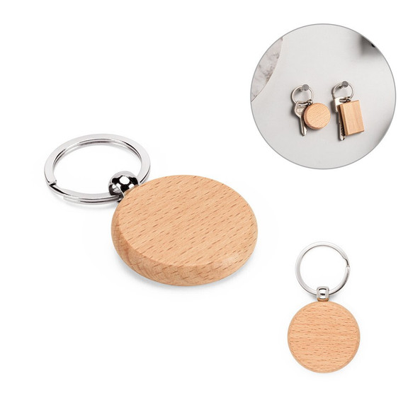 hi!dea 95094 - Porte-clés rond en bois de hêtre