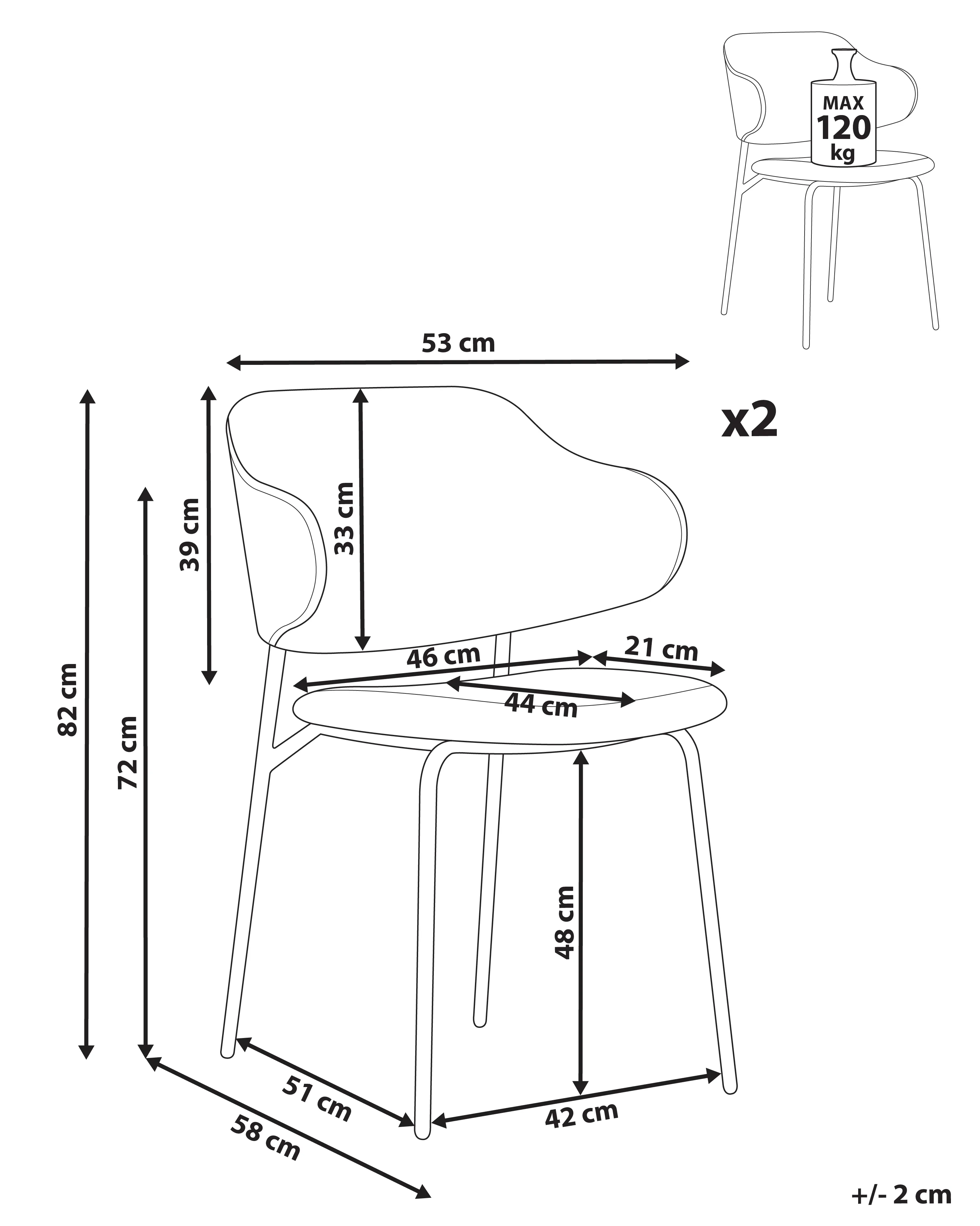 Set van 2 eetkamerstoelen KENAI Kunstleer Bruin