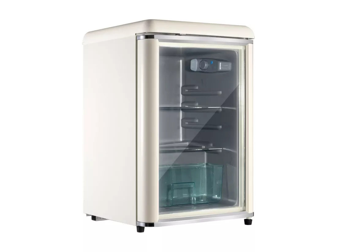Mini Réfrigérateur 78L, avec porte en verre et LED, étagères réglables, 7 Niveau température 2-12℃, 82kWh/an, 47x47x70cm