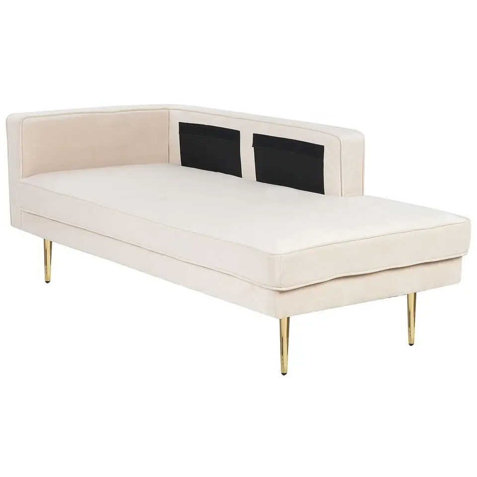 MIRAMAS - Chaise longue - Beige - Linkerzijde - Fluweel