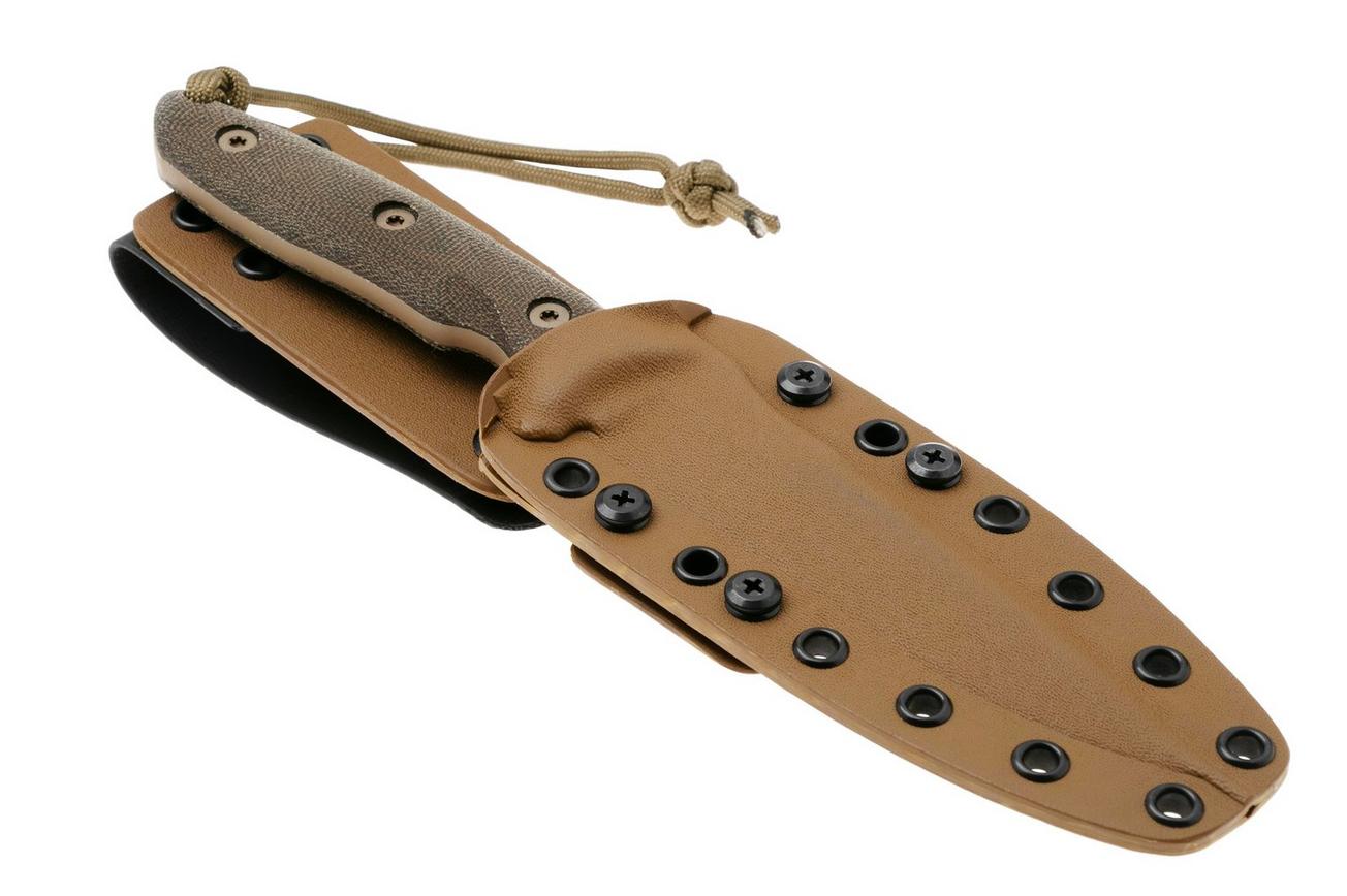 Spartan Blades Moros SB53DEGRKYTN Flat Dark Earth, Green Micarta, survivalmes, kydex schede