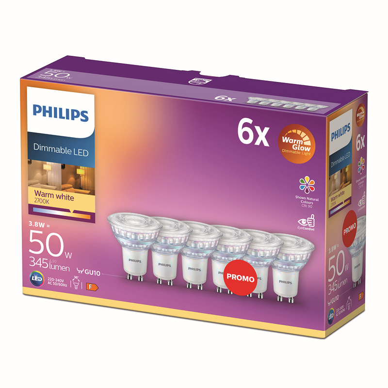 Philips LED spot GU10 3.8W 2200K-2700K Dimbaar warmwit