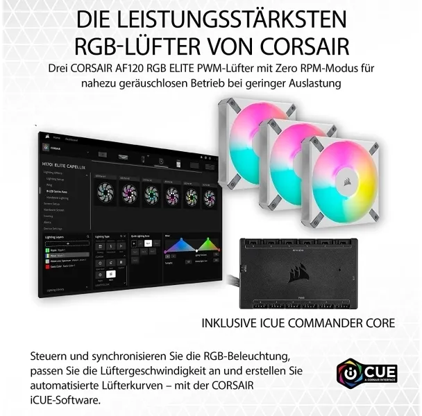 CORSAIR iCUE H150i ELITE CAPELLIX XT - Processors flydende kølesystem - Radiatorstørrelse: 360 mm - (for: LGA1700, LGA1200, LGA1150, LGA1151, LGA1155, LGA1156, LGA2011, LGA2066, AM4, sTRX4, sTR4) - 120 mm - hvid