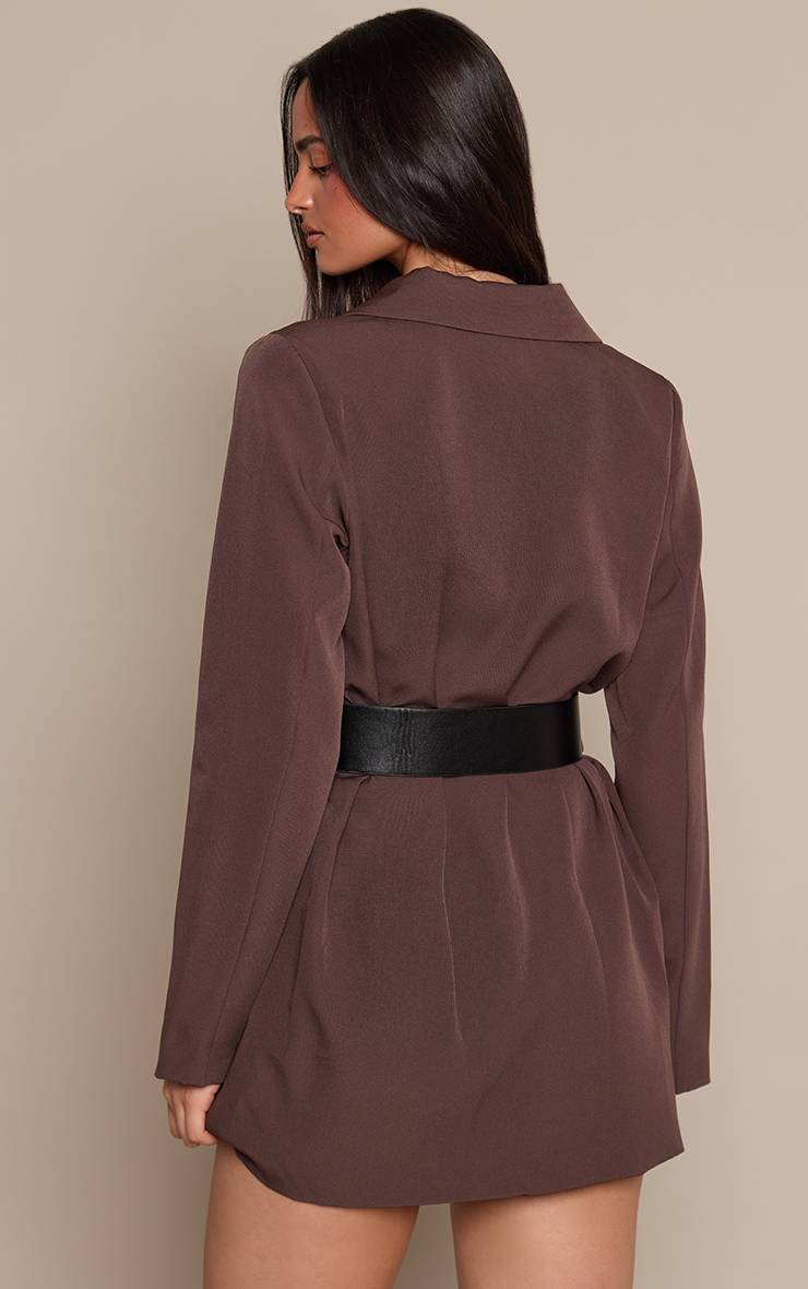 Chocolat Robe Blazer Cache-cœur Avec Ceinture