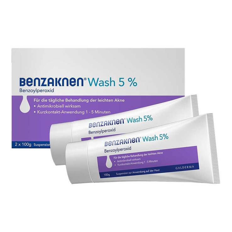 Benzaknen® Wash 5% Suspension bei unreiner Haut und leichter Akne, 2X100 g