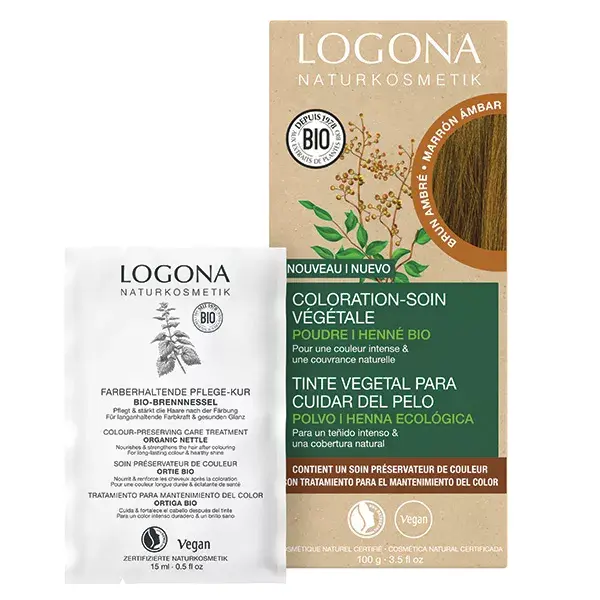 Tratamento de coloração capilar Logona Amber Brown 100g