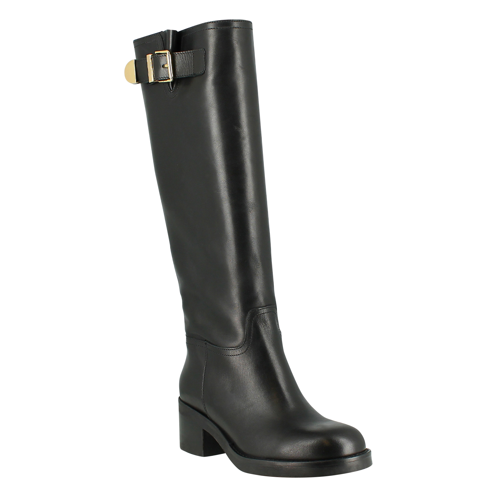 IRENA - Bottes hauts à boucles en cuir | Noir