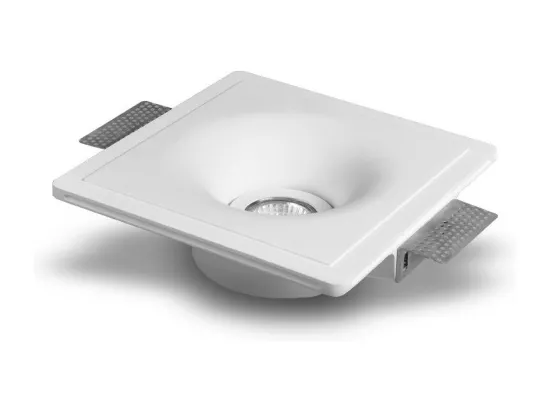 Collerette Downlight Intégration Plâtre/Pladur pour Ampoule LED GU10/GU5.3 Coupe 207x207 mm UGR17 Blanc