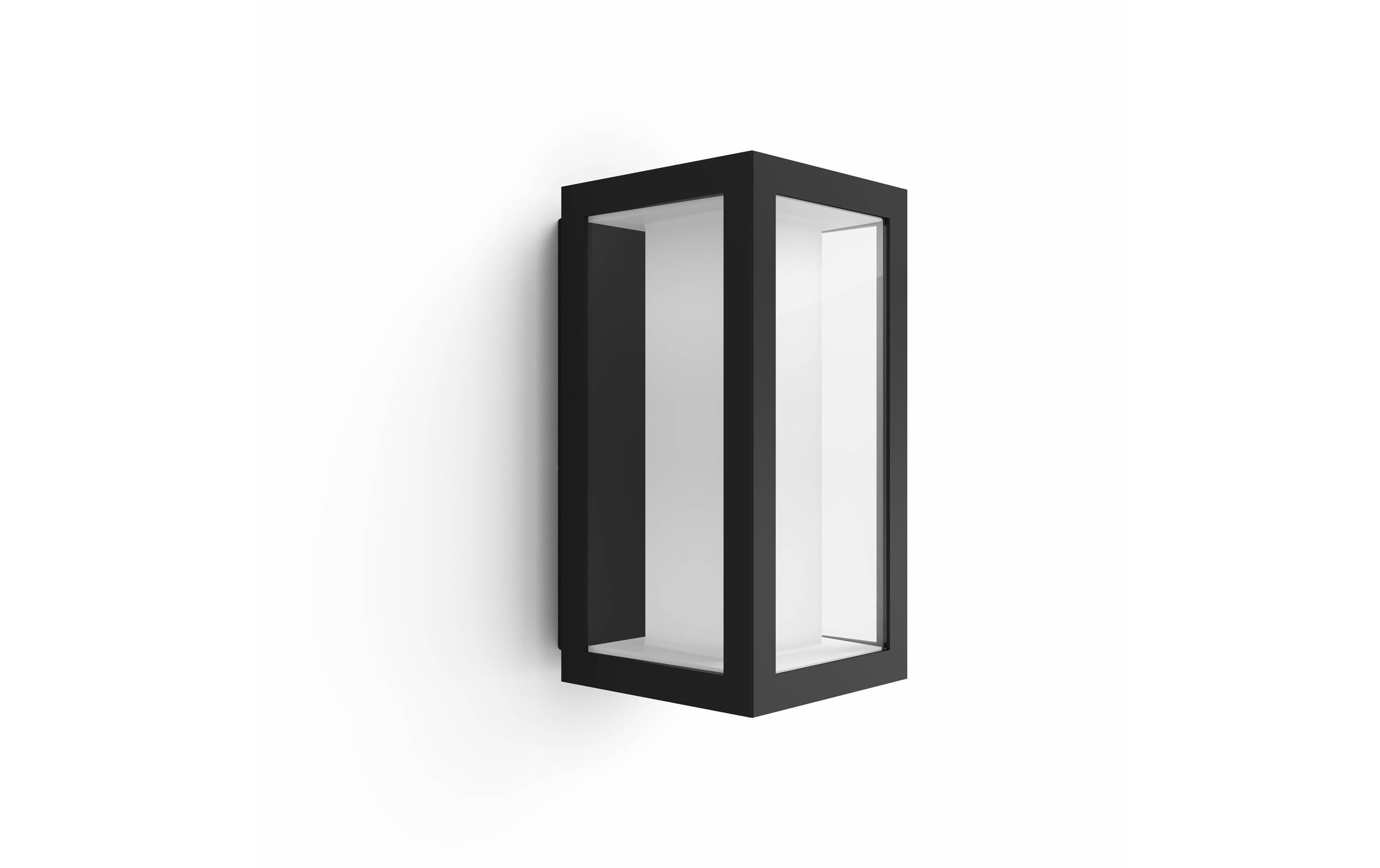 White & Color Ambiance Outdoor Impress Wandl. Schmal Schwarz<br>Hue Outdoor Wandleuchte Impress mit 16 Mio. Farben