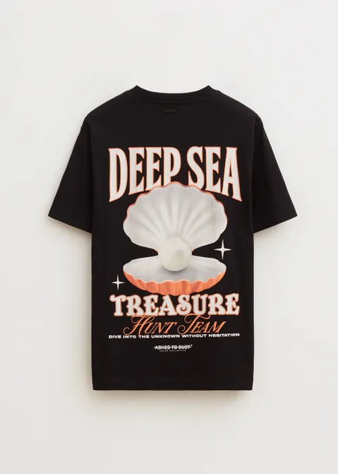 T-shirt met print schelp zwart (ZWART)