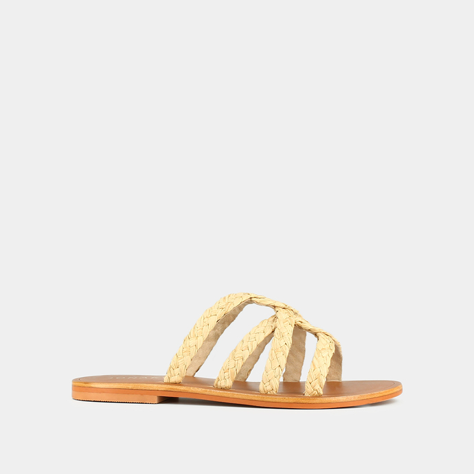 Mules à bouts ouverts  en textile beige
