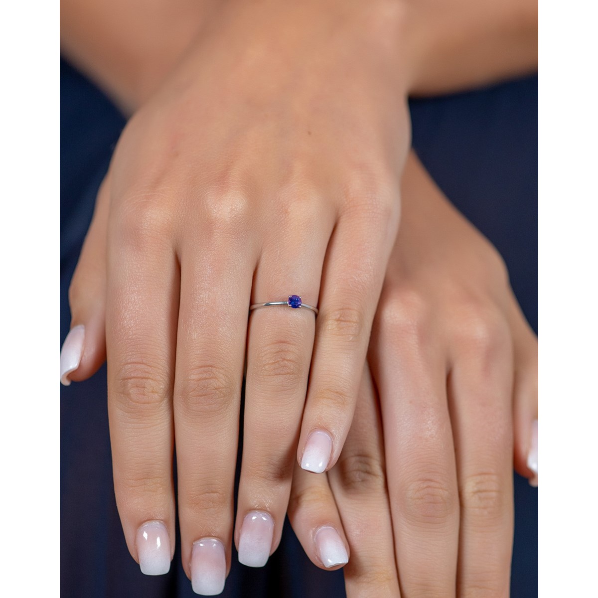 Bague Solitaire Tanzanite sur Argent 925 1.59grs