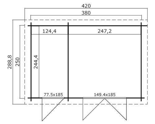 Belmont 1 tuinhuis inclusief vloer, 420 x 288,8 cm, naturel