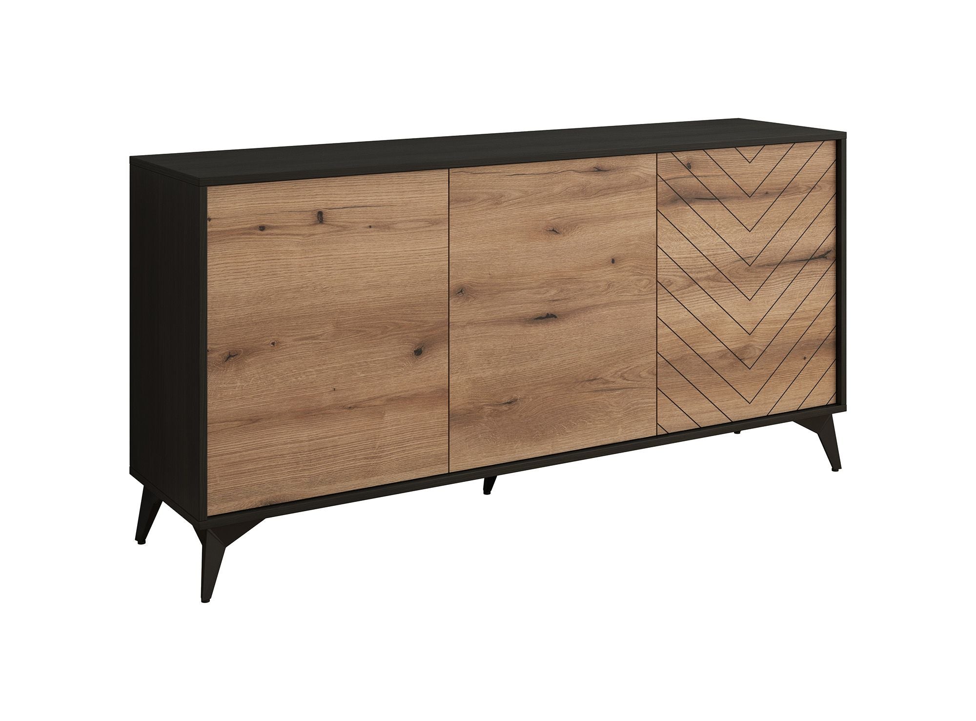 Dolores - Dressoir - Eiken/zwart - 154x39x77 cm