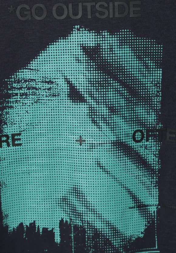 3D-Print Slub T-Shirt - deep blue