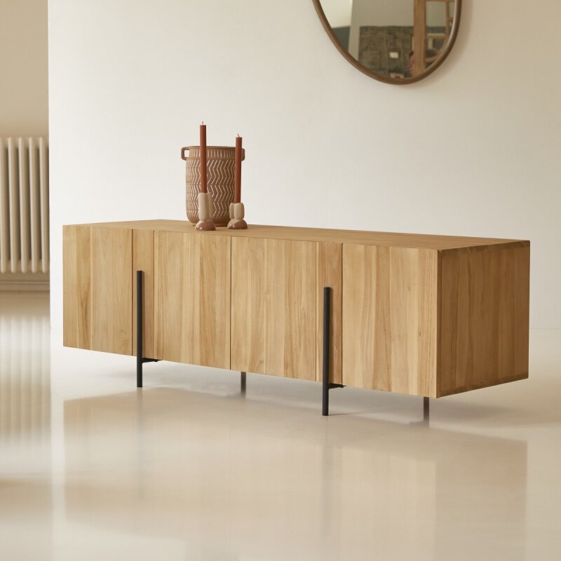 Buffet bas en teck massif L 165 cm Honorine