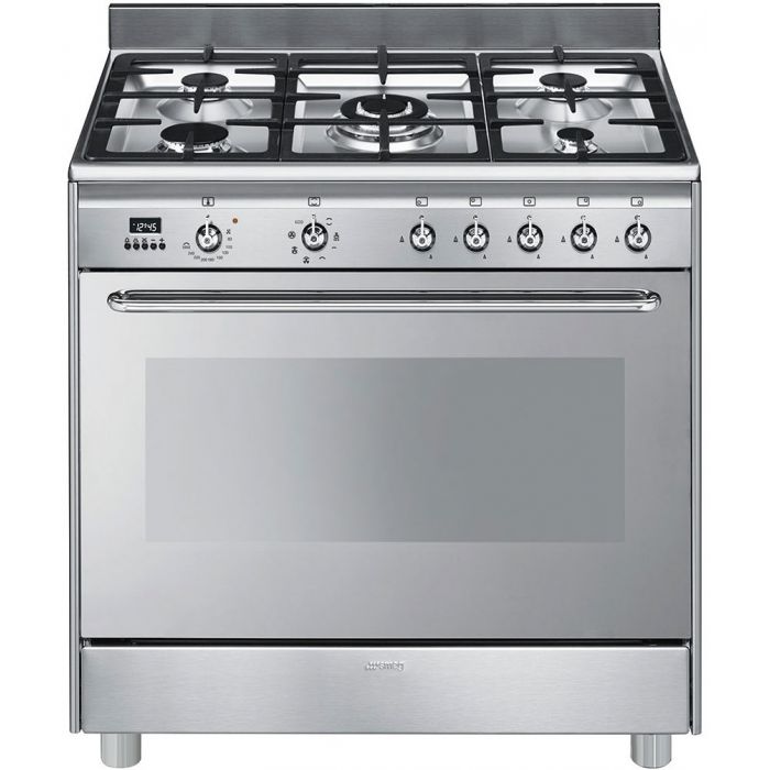 SMEG Stand-Herd Classici SCD90MFX9-1 mit Gaskochfeld Edelstahl