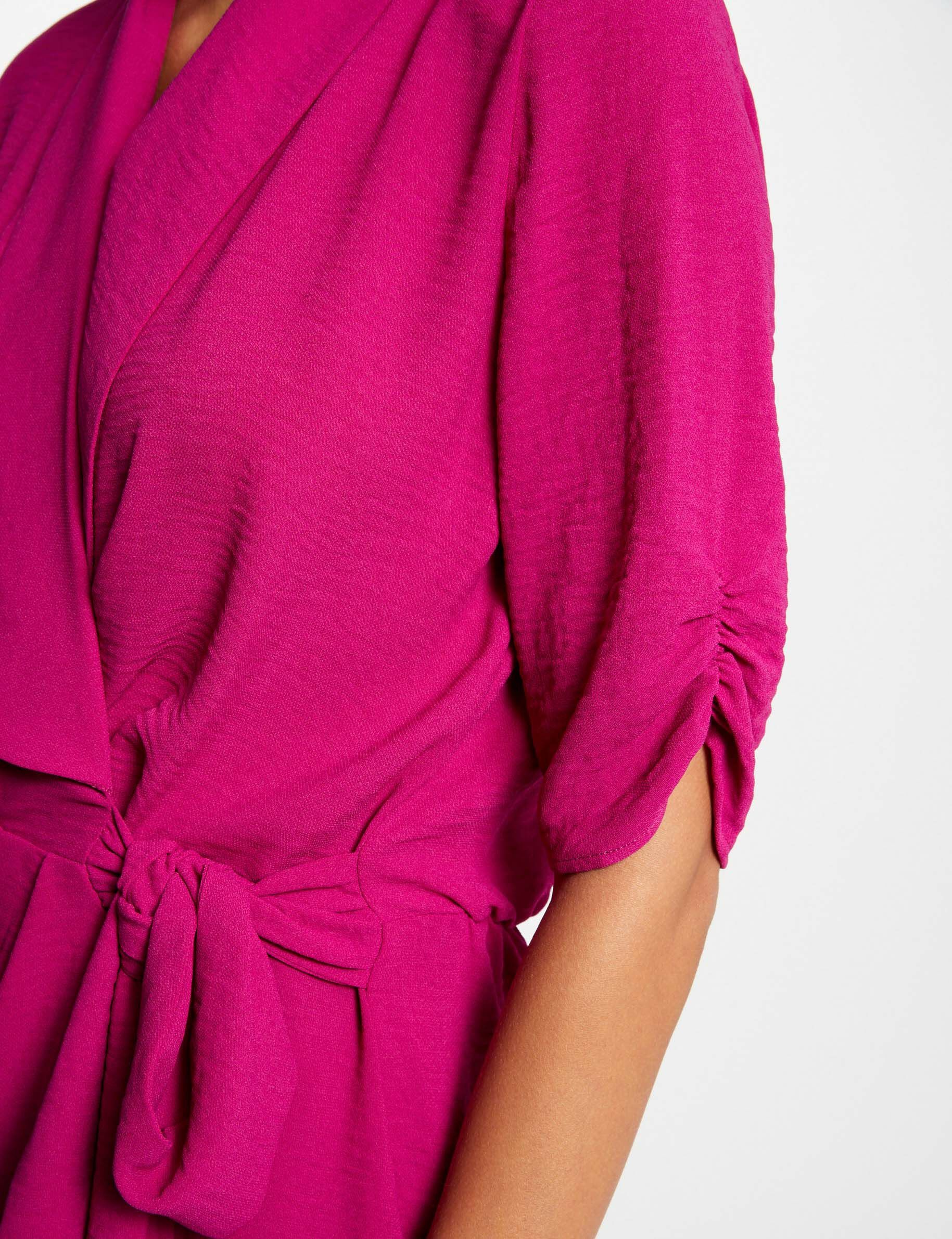 Robe portefeuille manches 3/4 framboise femme - framboise