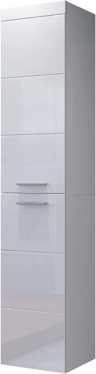 trendteam smart living - Hochschrank Schrank - Badezimmer - Devon - Aufbaumaß (BxHxT) 35 x 170 x 33 cm - Farbe Weiß Hochglanz - 210760101