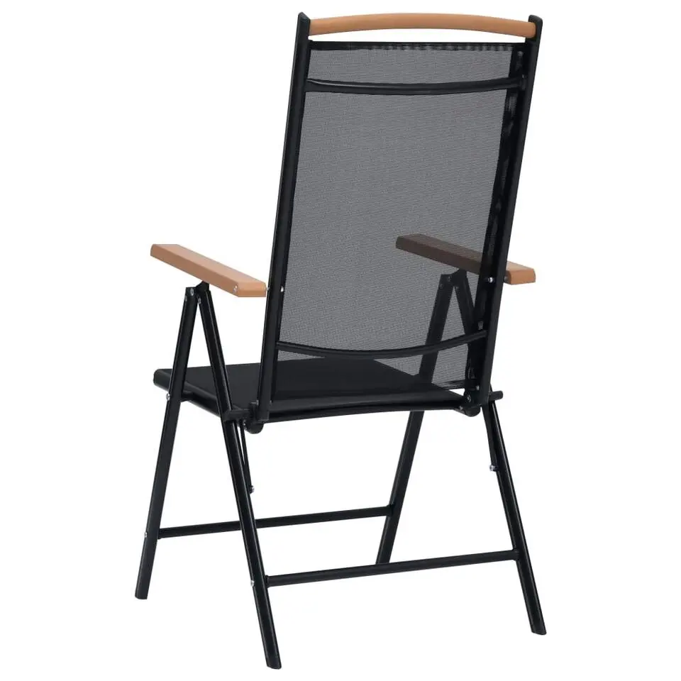 vidaXL - Tuinstoelen - Zwart - Aluminium en textileen - 2 stuks - Inklapbaar